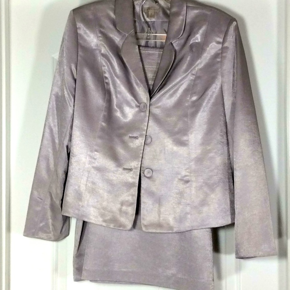 Silver Blazer & Skirt Suit Set